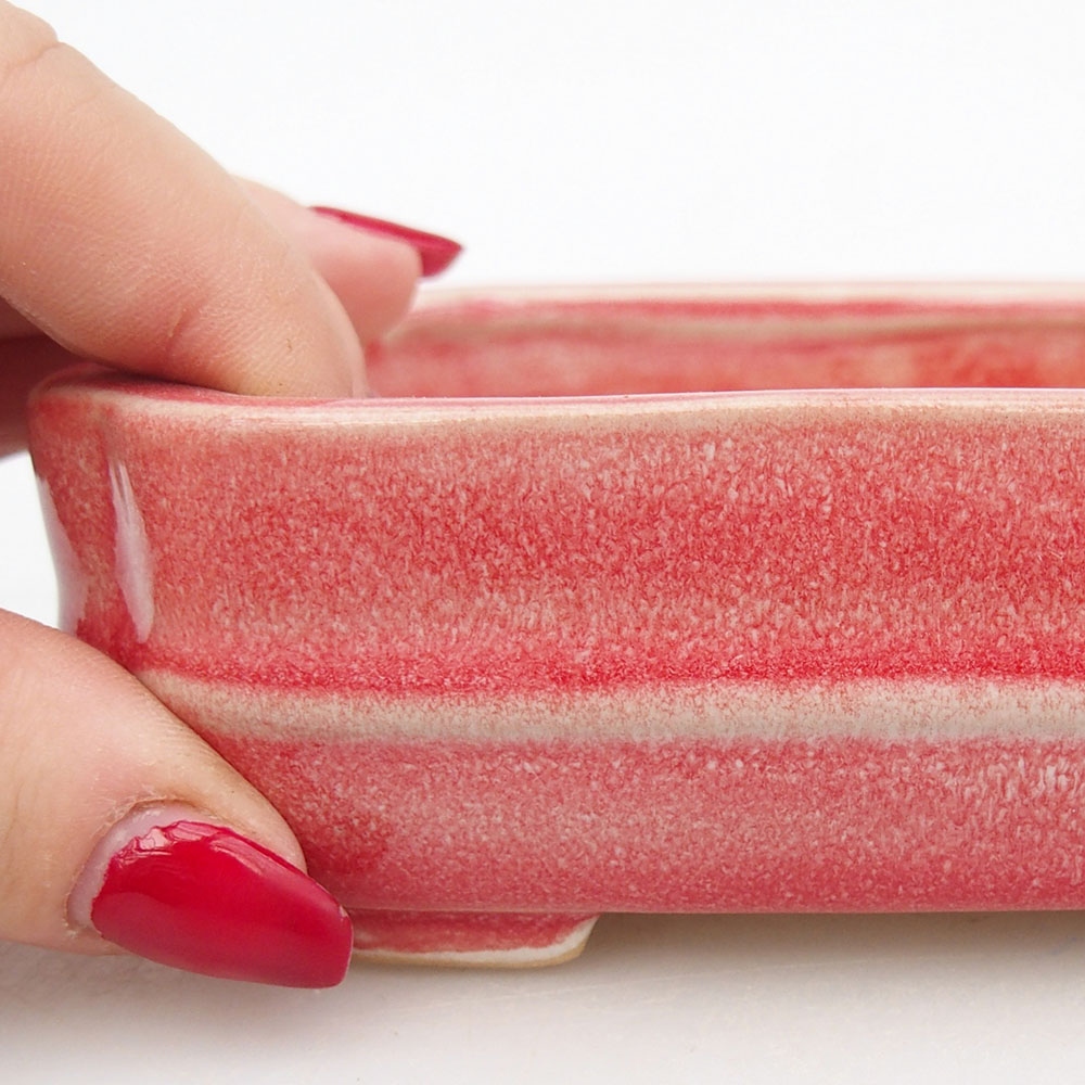 Bol à bonsaï en céramique 12 x 10,5 x 4 cm, couleur rouge