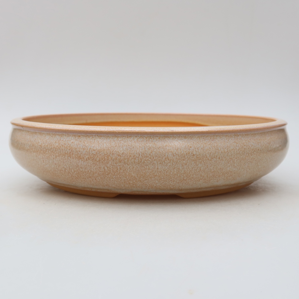 Pot à bonsaï en céramique 26,5 x 26,5 x 5,5 cm, couleur beige