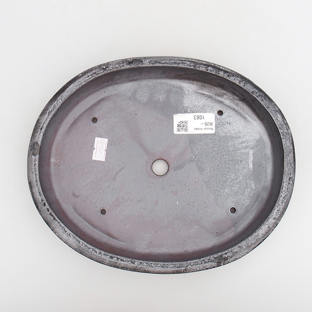 Bol à bonsaï en céramique 24 x 19,5 x 4 cm, couleur noir-vert