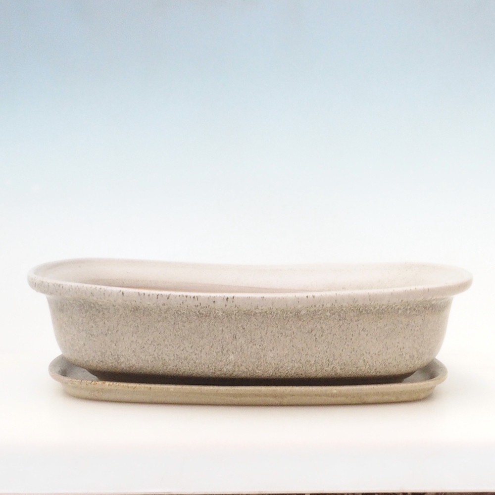 Bol bonsaï + soucoupe H10 - 37 x 28 x 9 cm - beige