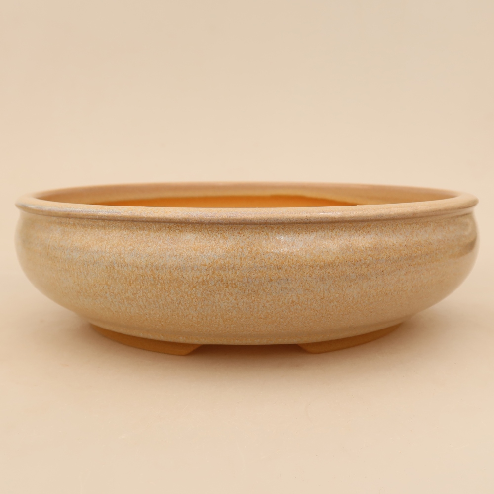 Pot à bonsaï en céramique 23 x 23 x 6,5 cm, couleur beige