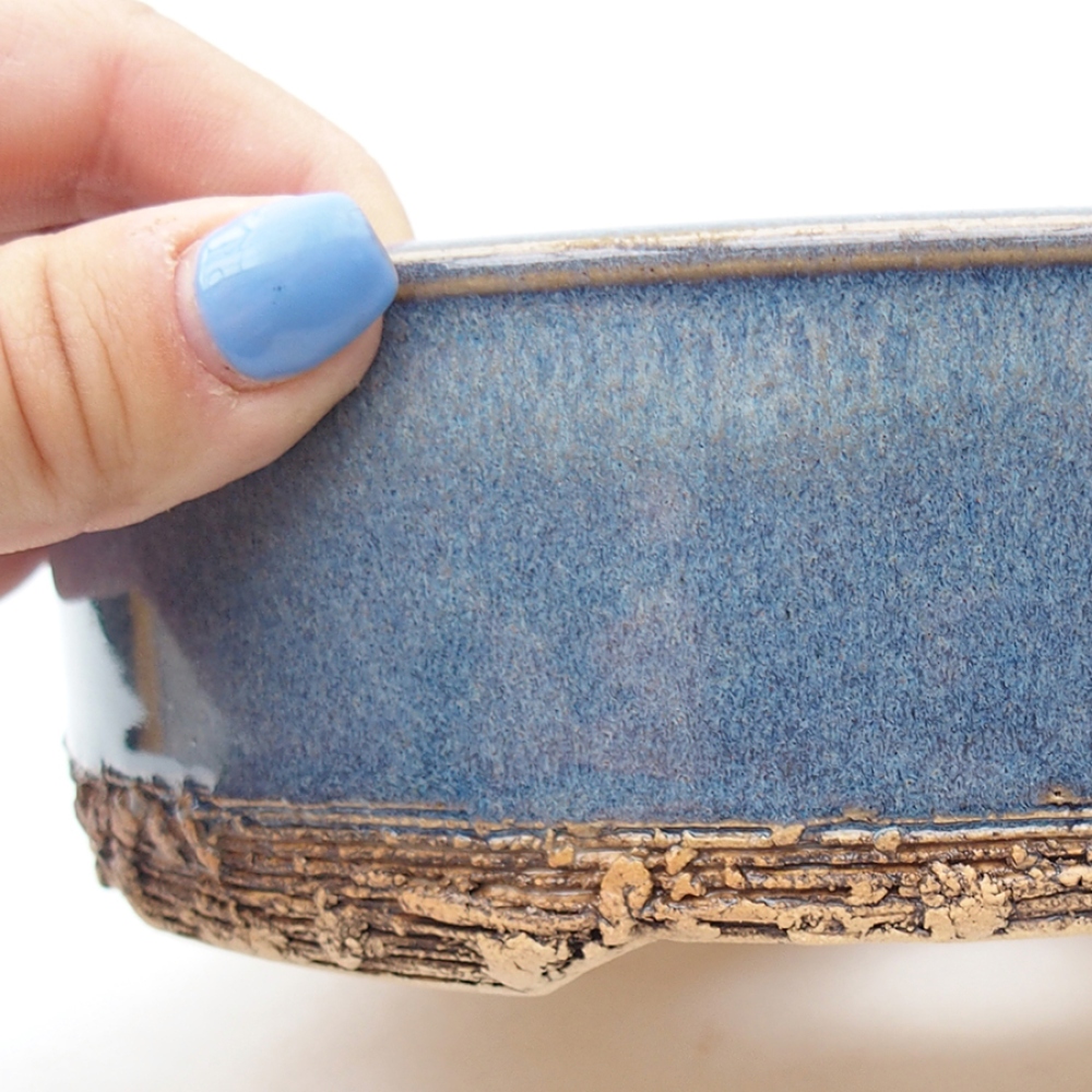 Bol à bonsaï en céramique 18,5 x 18,5 x 5,5 cm, couleur bleu