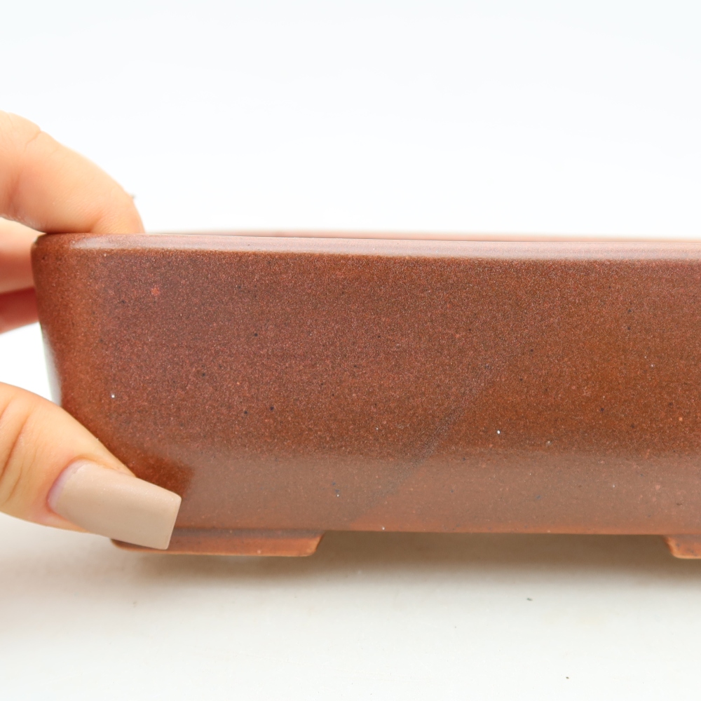 Pot à bonsaï en céramique 16 x 10,5 x 5,5 cm, couleur bordeaux