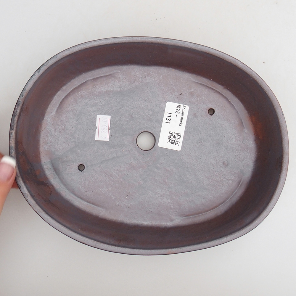 Bol à bonsaï en céramique 21,5 x 17 x 5 cm, couleur métal