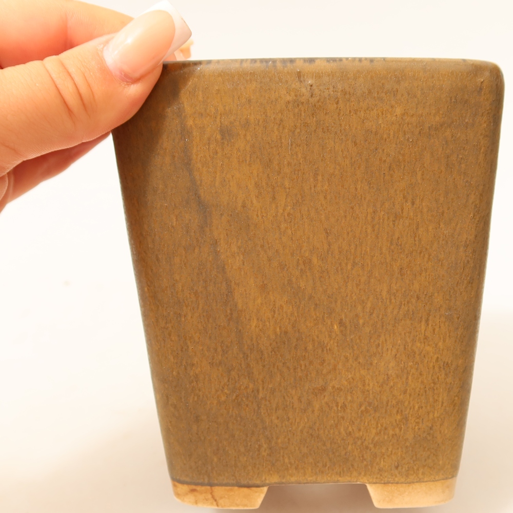 Pot à bonsaï en céramique 10,5 x 10,5 x 12 cm, couleur marron