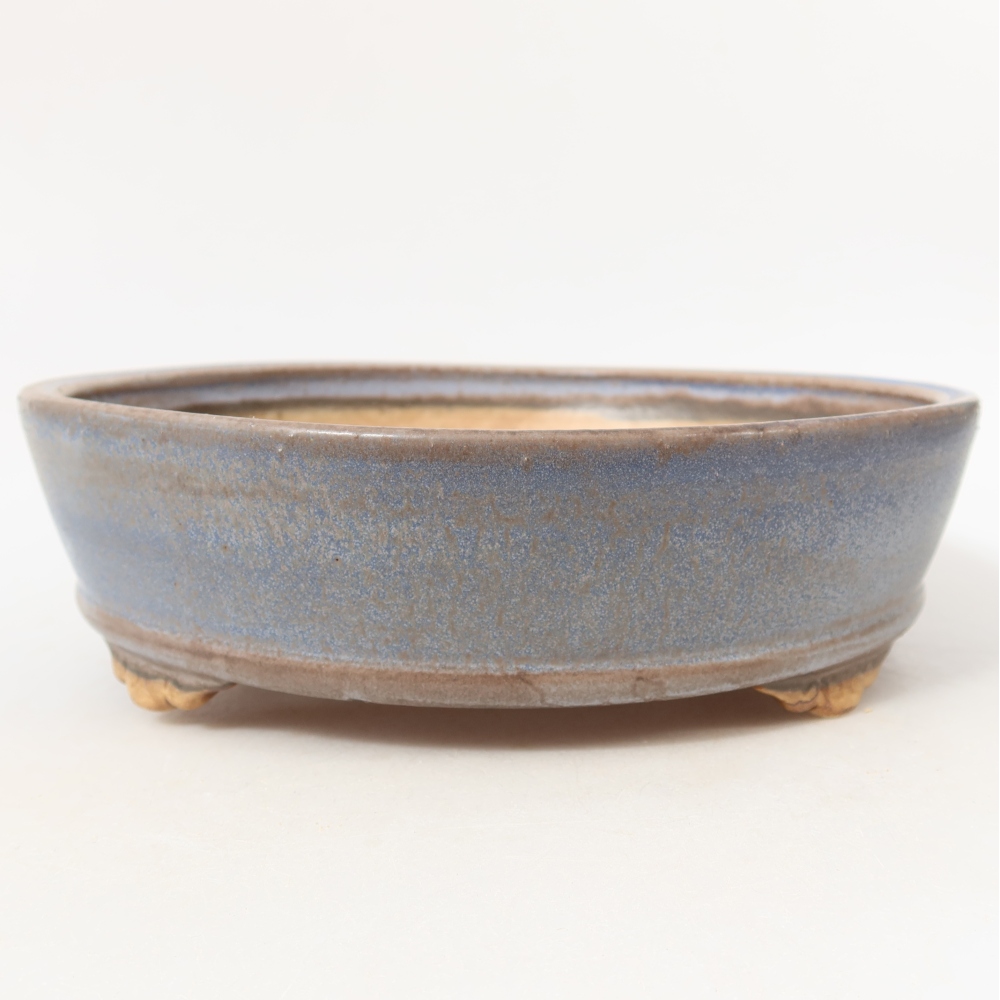 Pot à bonsaï en céramique 21,5 x 21,5 x 6 cm, couleur bleue