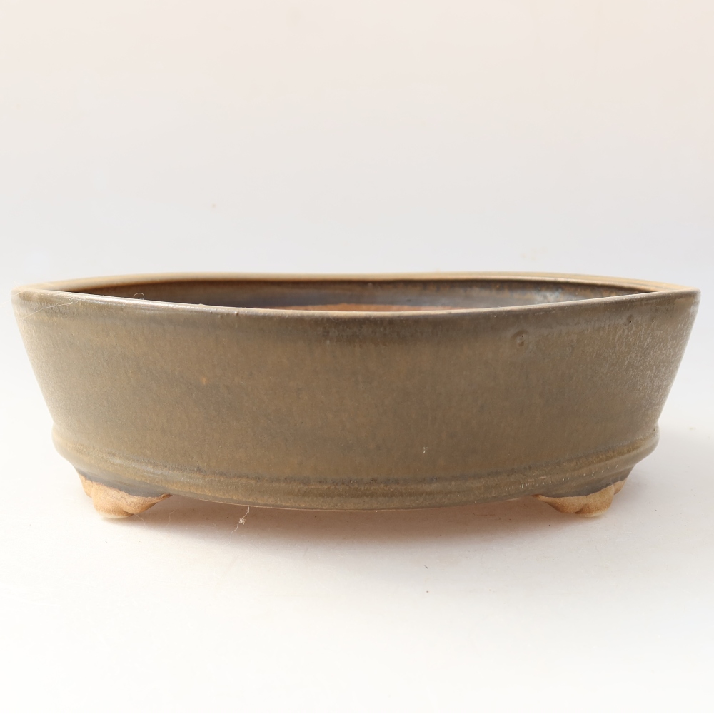 Bol à bonsaï en céramique 21,5 x 21,5 x 6 cm, brun