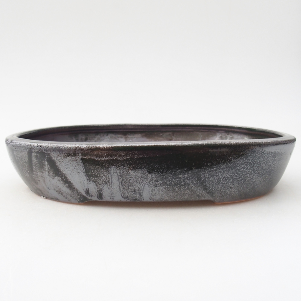 Bol à bonsaï en céramique 22 x 17 x 5 cm, vert métallique