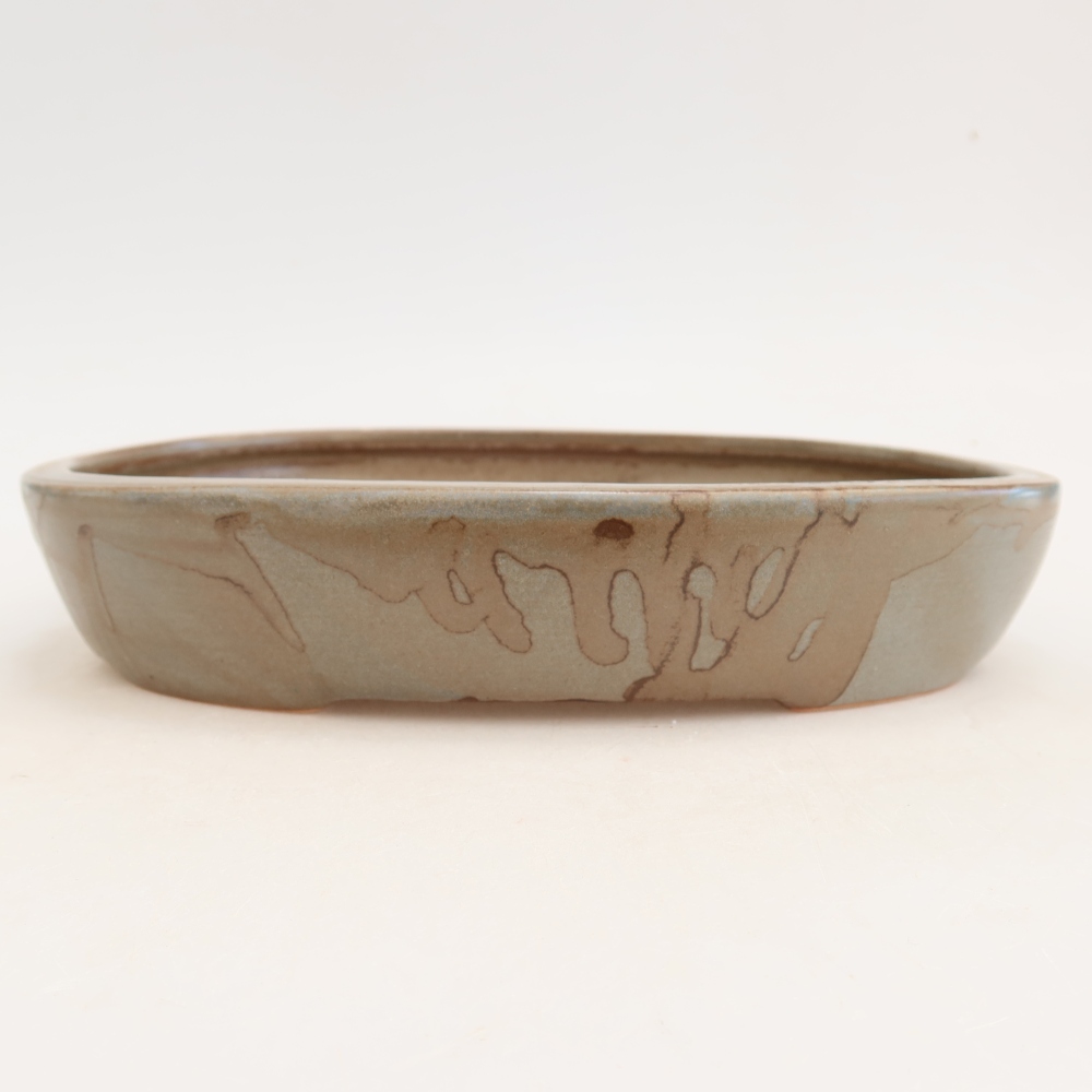 Pot à bonsaï en céramique 22 x 17 x 4 cm, couleur marron-bleu
