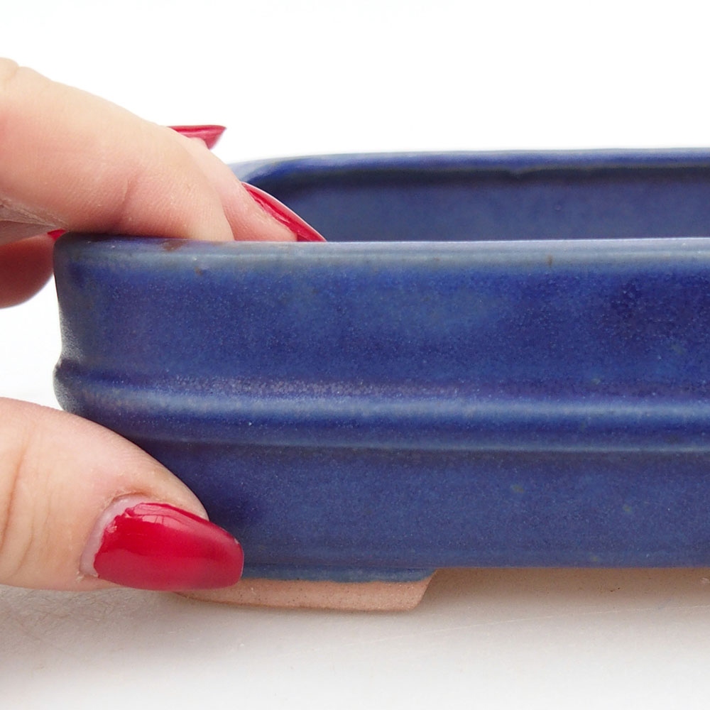 Bol à bonsaï en céramique 14,5 x 12,5 x 4,5 cm, couleur bleu