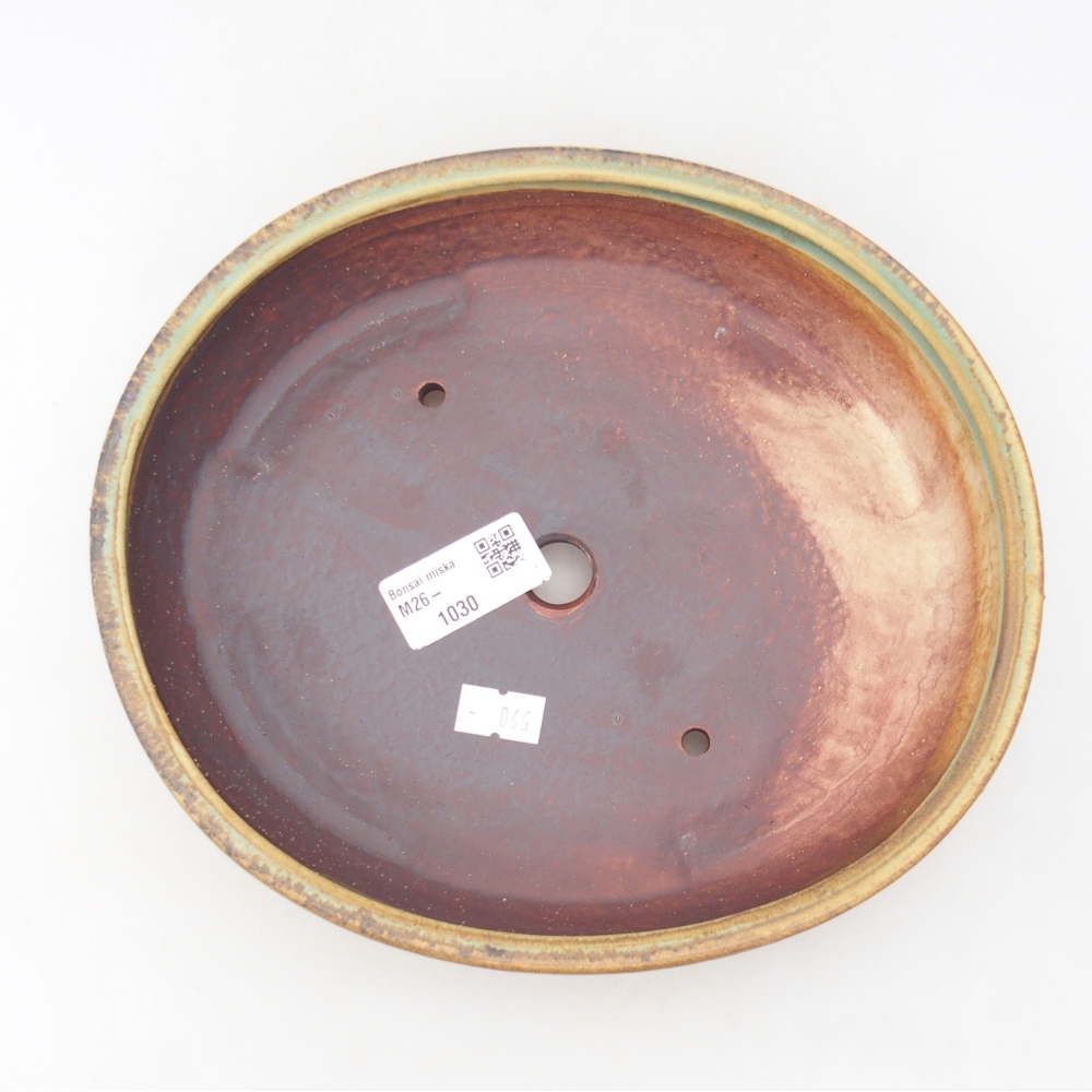 Bol à bonsaï en céramique 22,5 x 20 x 4,5 cm, vert