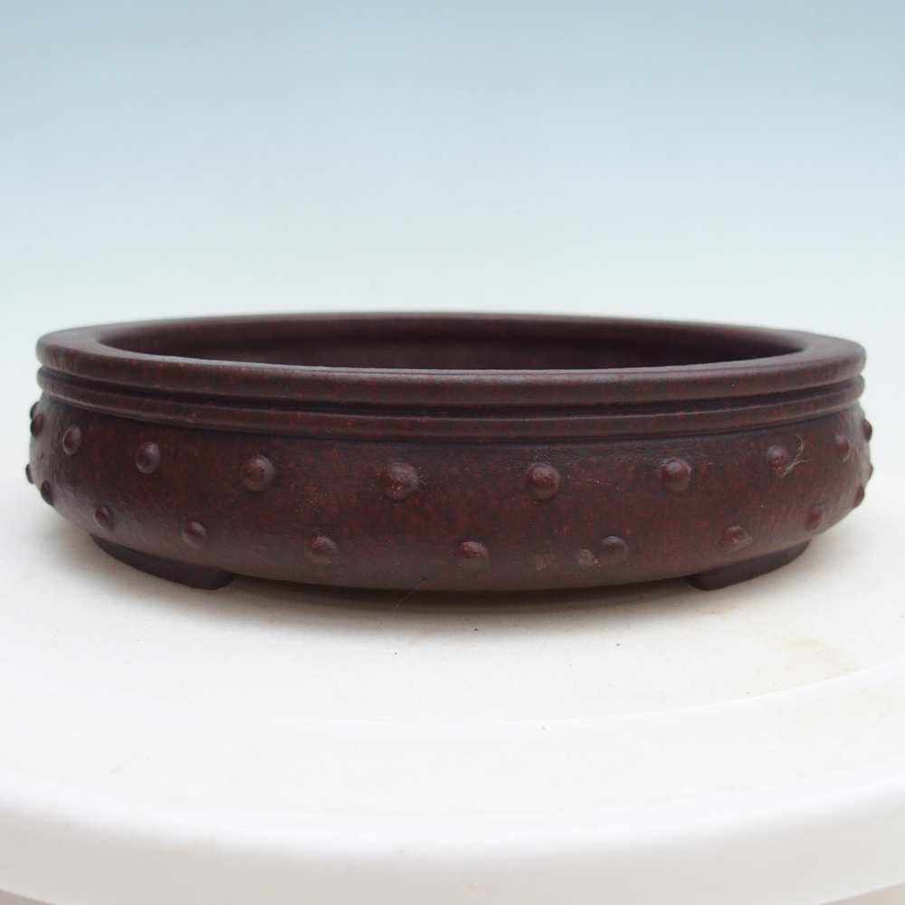 Bol à bonsaï en céramique 17,5 x 17,5 x 4 cm, brun