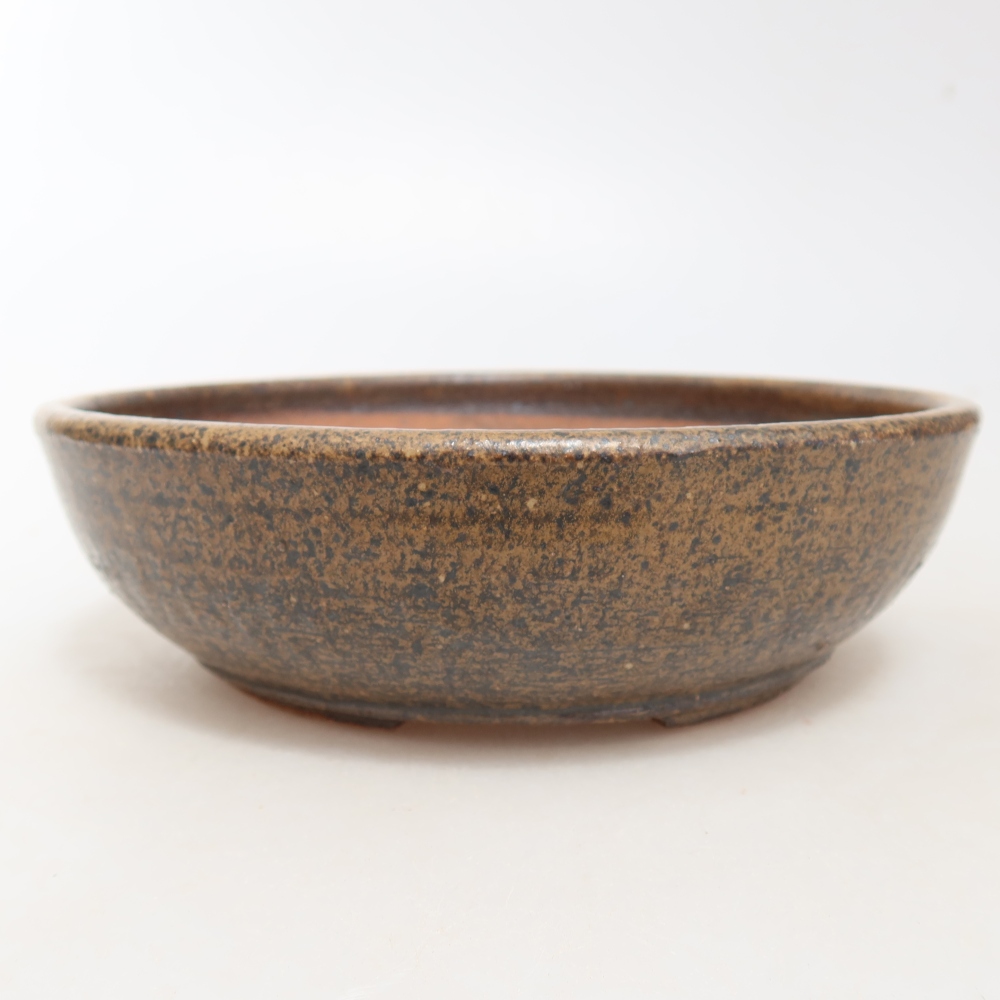 Pot à bonsaï en céramique 17 x 17 x 5 cm, couleur marron