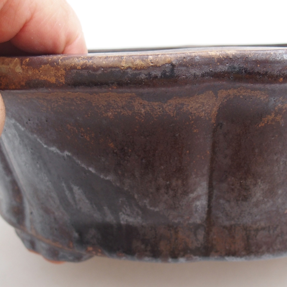 Bol à bonsaï en céramique 26 x 26 x 8 cm, couleur métal