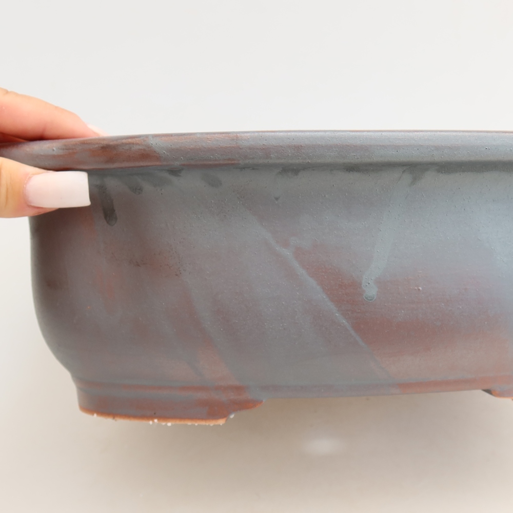 Pot à bonsaï en céramique 30,5 x 25,5 x 10,5 cm, couleur métallique