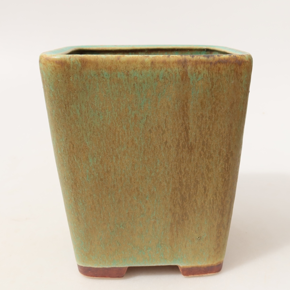 Pot à bonsaï en céramique 10,5 x 10,5 x 12 cm, couleur verte