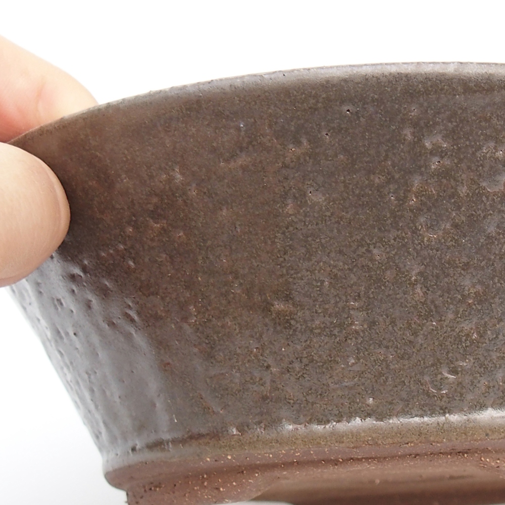 Bol à bonsaï en céramique 17,5 x 17,5 x 6 cm, couleur métal