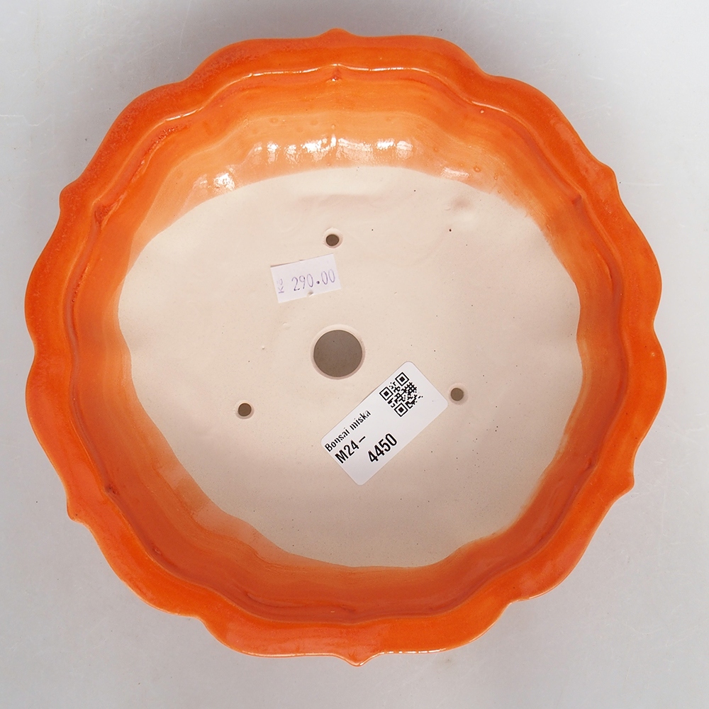 Bol à bonsaï en céramique 18,5 x 18,5 x 5,5 cm, orange