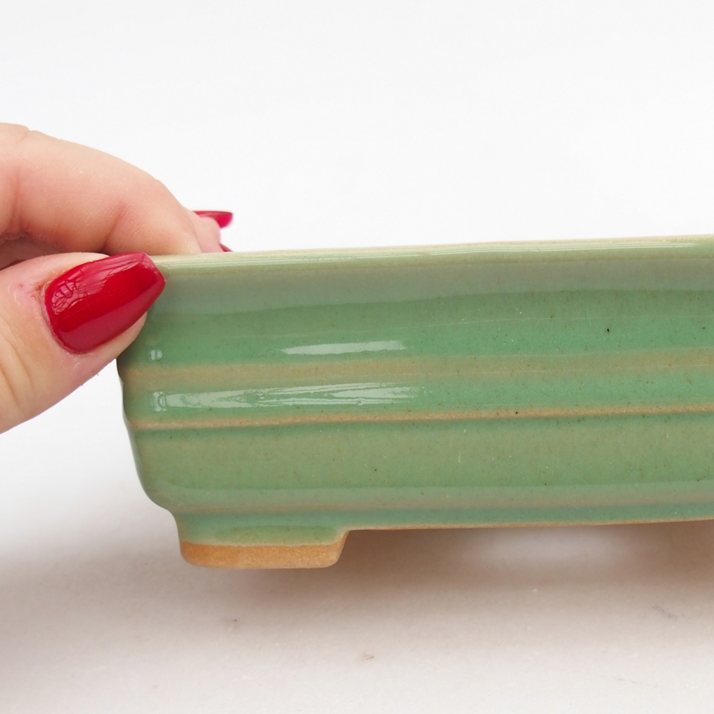 Bol à bonsaï en céramique 13,5 x 10 x 4,5 cm, vert