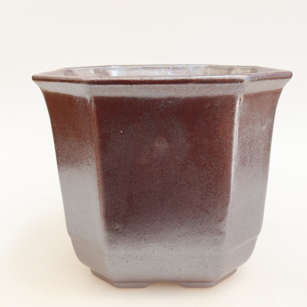 Pot à bonsaï en céramique 17,5 x 17,5 x 15,5 cm, couleur métallique