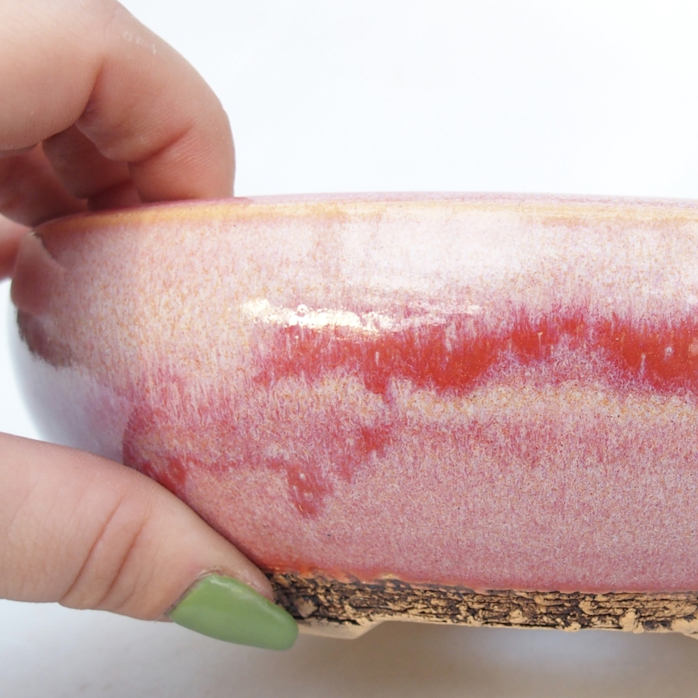 Bol à bonsaï en céramique 18,5 x 18,5 x 6 cm, rose