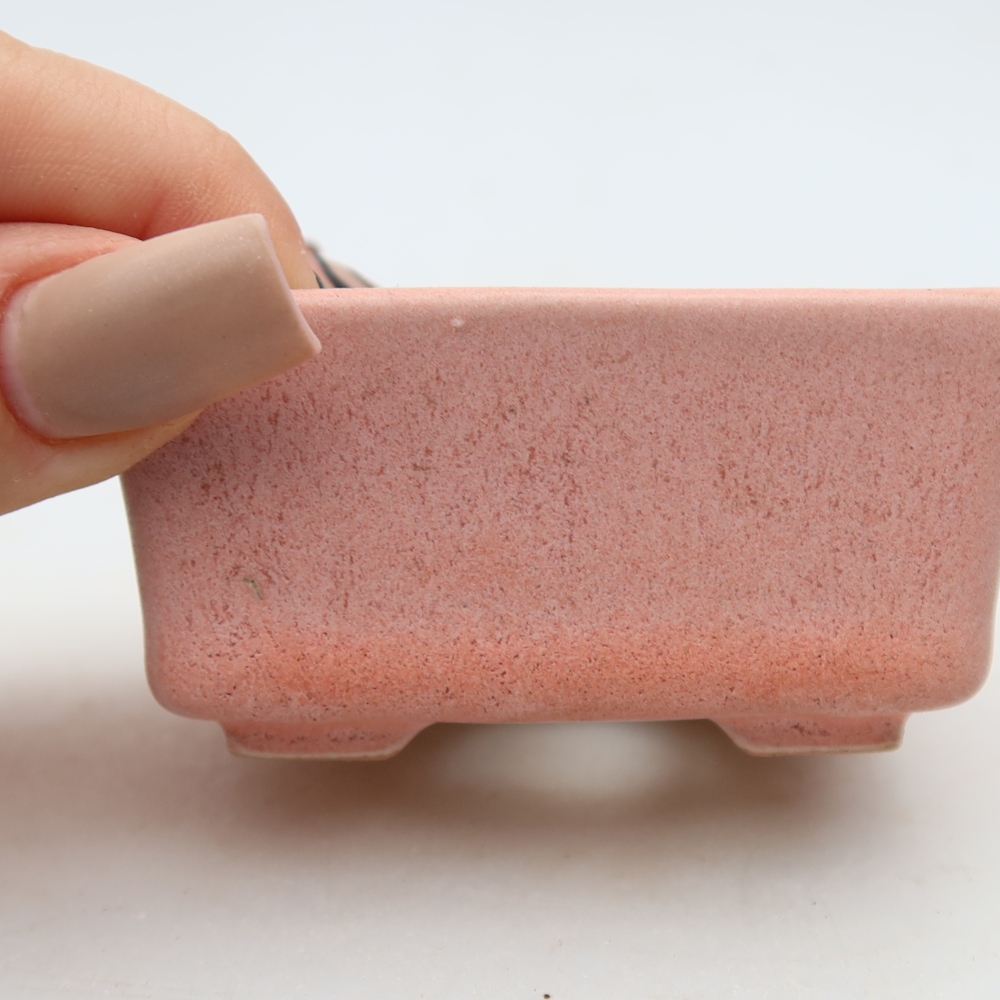 Pot à bonsaï en céramique 7 x 7 x 3,5 cm, couleur rose