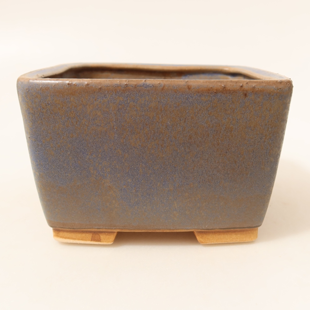 Pot à bonsaï en céramique 13 x 13 x 8 cm, couleur bleue