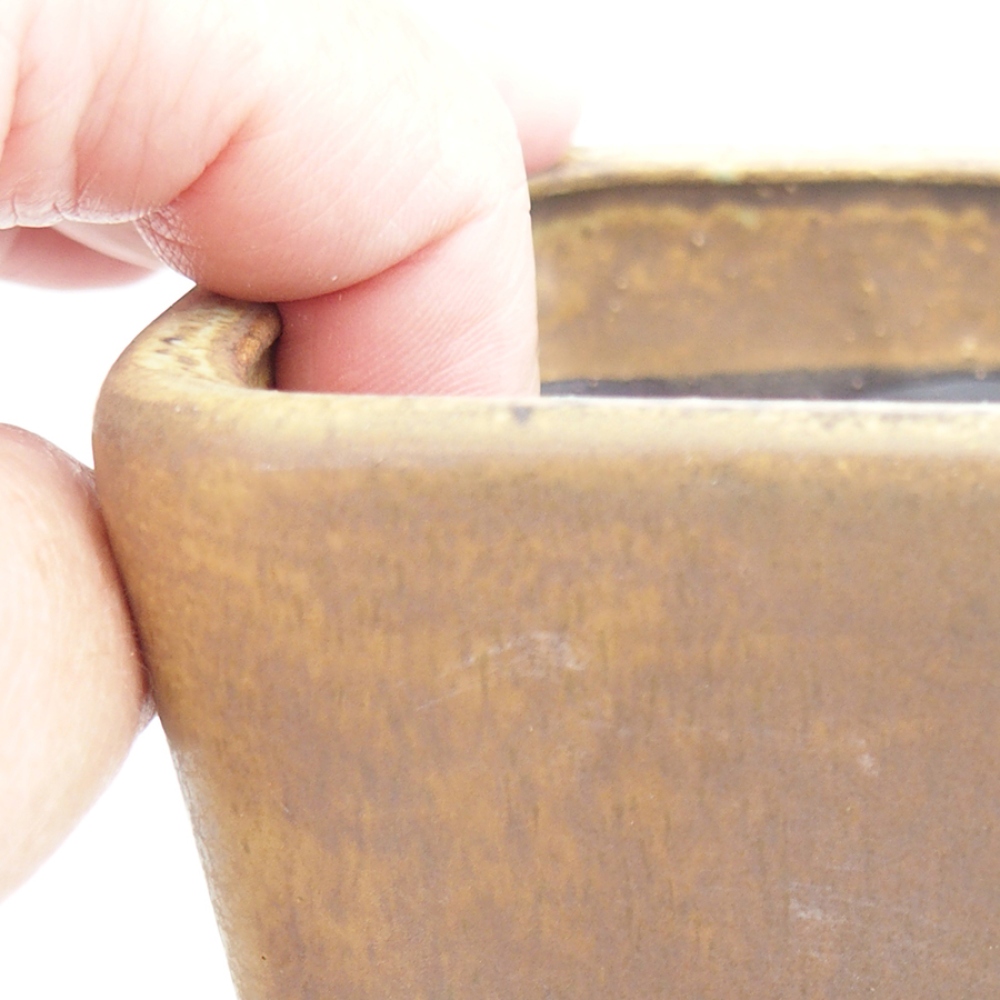 Bol à bonsaï en céramique 10 x 10 x 12 cm, brun