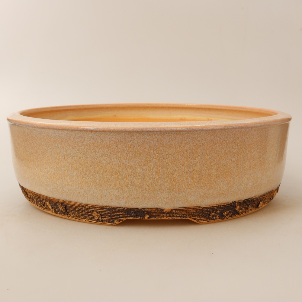 Pot à bonsaï en céramique 27,5 x 27,5 x 7,5 cm, couleur beige