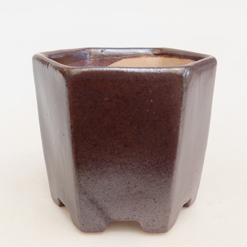 Pot à bonsaï en céramique 9 x 8 x 8 cm, couleur marron