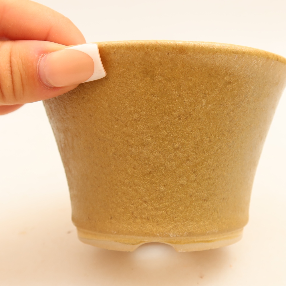 Pot à bonsaï en céramique 11 x 11 x 7 cm, couleur beige