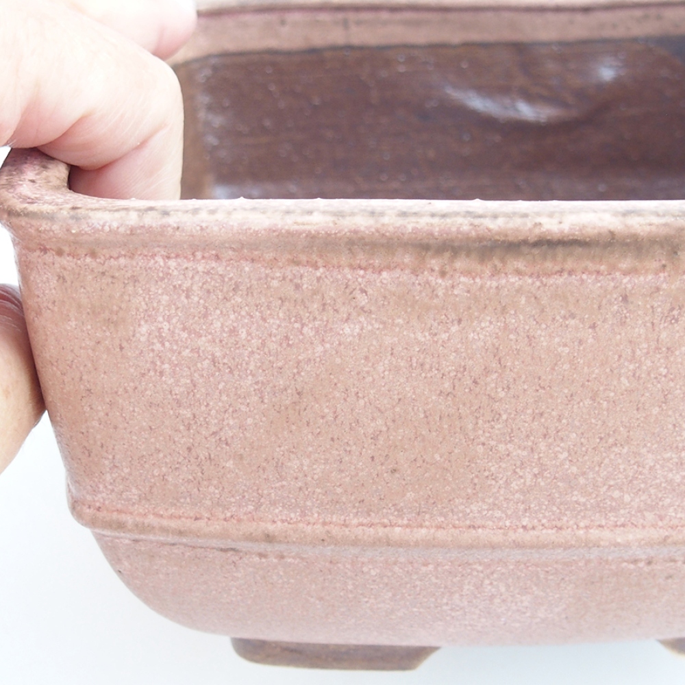 Bol à bonsaï en céramique 10,5 x 10,5 x 7 cm, rose