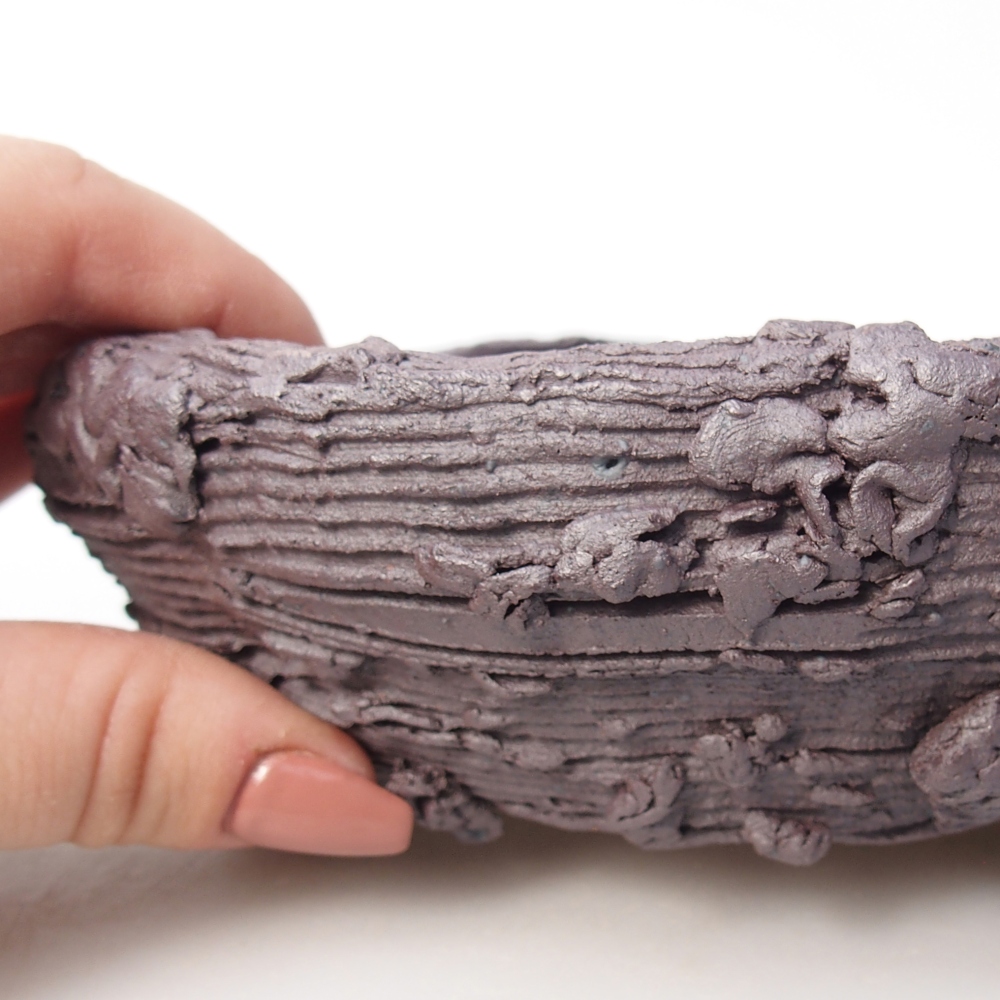 Bol à bonsaï en céramique 16,5 x 16 x 5,5 cm, couleur métal