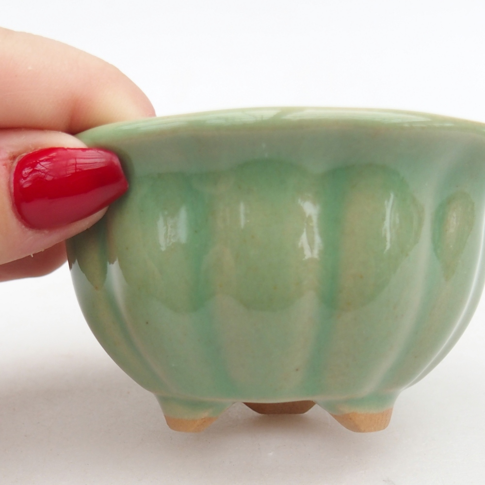 Bol à bonsaï en céramique 8,5 x 8,5 x 4,5 cm, vert