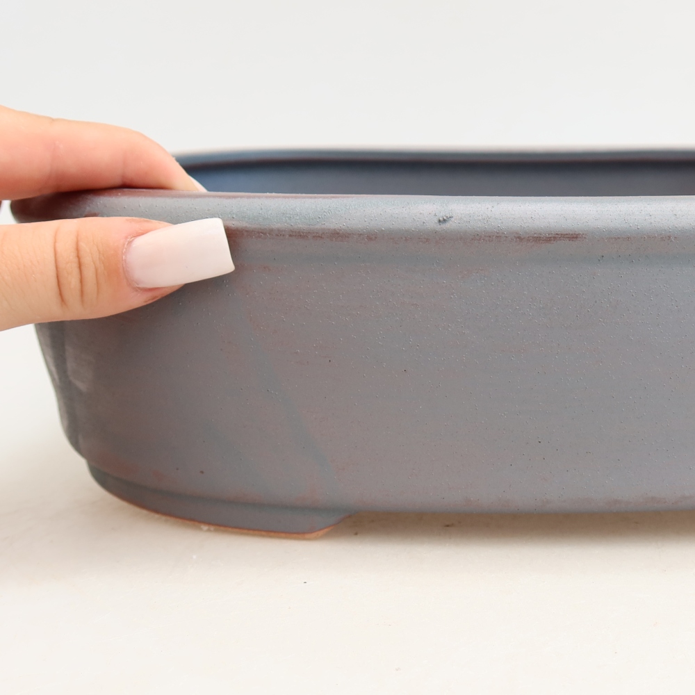 Pot à bonsaï en céramique 31,5 x 24 x 8 cm, couleur métallique