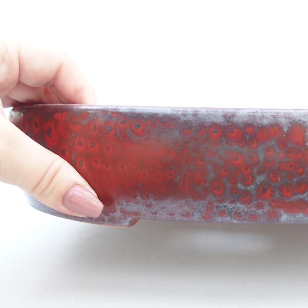 Bol à bonsaï en céramique 26,5 x 21 x 5 cm, couleur rouge