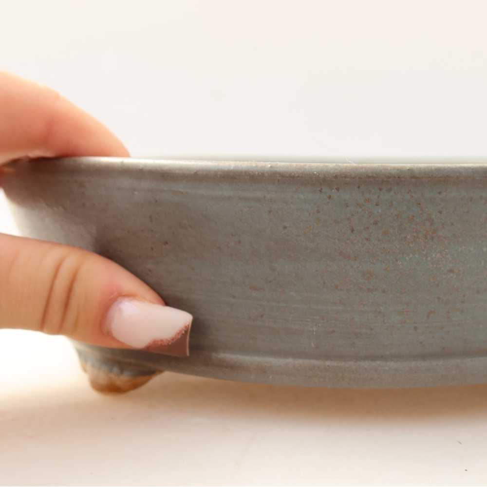 Pot à bonsaï en céramique 21,5 x 21,5 x 6 cm, couleur bleue