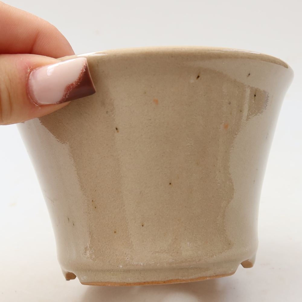Pot à bonsaï en céramique 11 x 11 x 7 cm, couleur beige