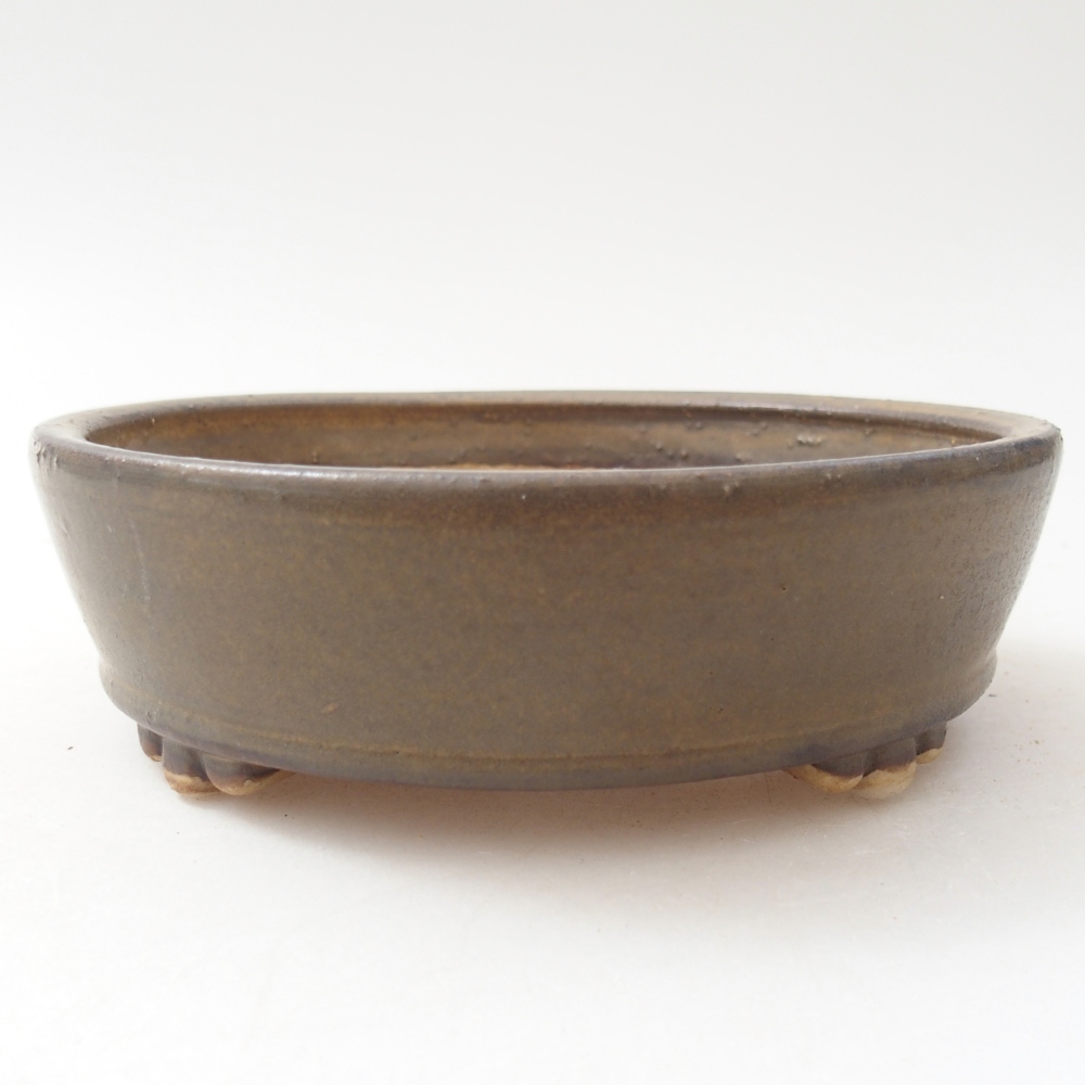 Bol à bonsaï en céramique 13,5 x 13,5 x 4 cm, brun