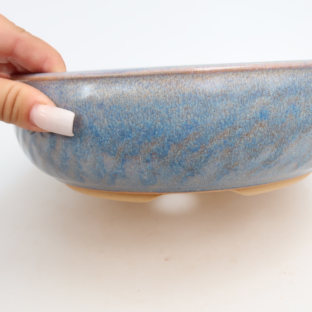 Bol à bonsaï en céramique 21,5 x 21,5 x 6,5 cm, couleur bleu