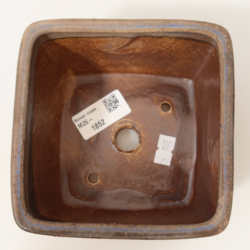 Pot à bonsaï en céramique 13 x 13 x 8 cm, couleur bleue