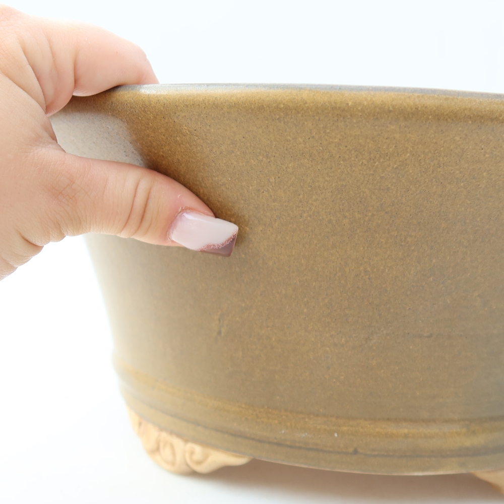 Pot à bonsaï en céramique 29 x 29 x 12,5 cm, couleur marron