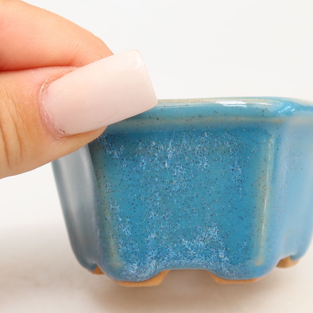 Bol à bonsaï en céramique 7,5 x 7 x 4 cm, couleur bleu