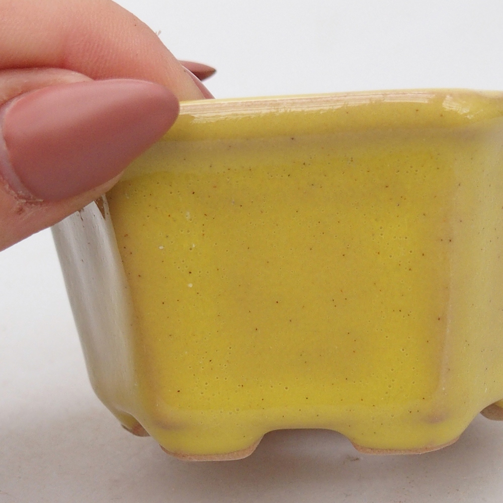 Bol à bonsaï en céramique 7,5 x 7 x 4 cm, jaune