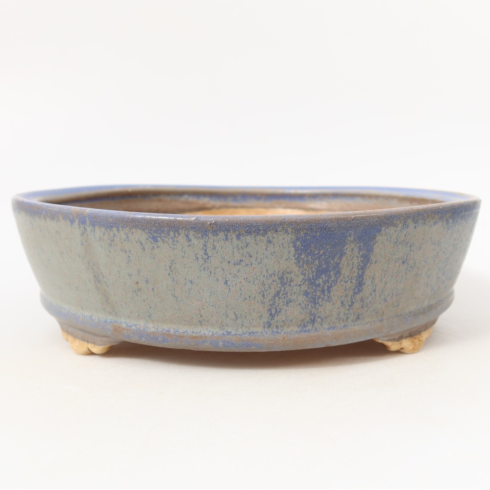Pot à bonsaï en céramique 21,5 x 21,5 x 6 cm, couleur bleue