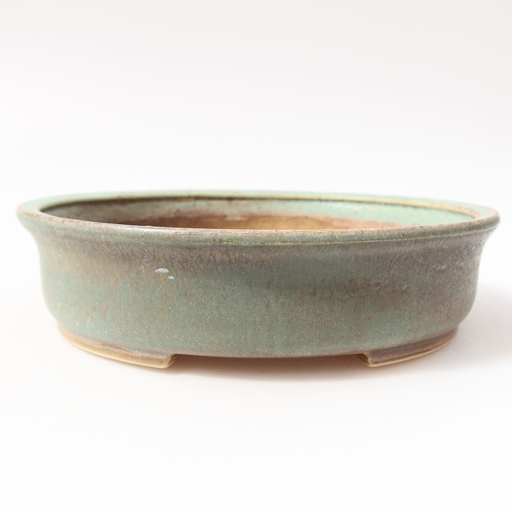 Pot à bonsaï en céramique 18 x 16,5 x 4,5 cm, couleur verte