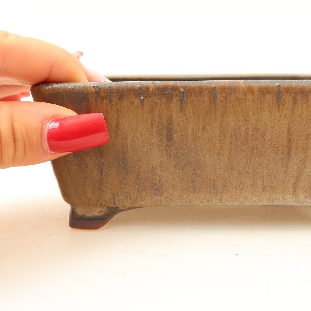 Pot à bonsaï en céramique 13,5 x 11 x 5 cm, couleur marron