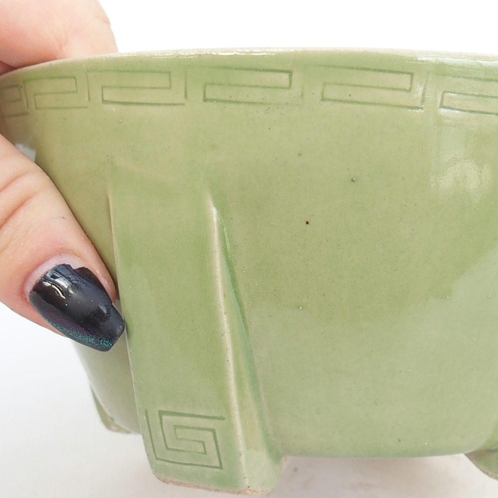 Bol à bonsaï en céramique 13,5 x 13,5 x 6,5 cm, vert