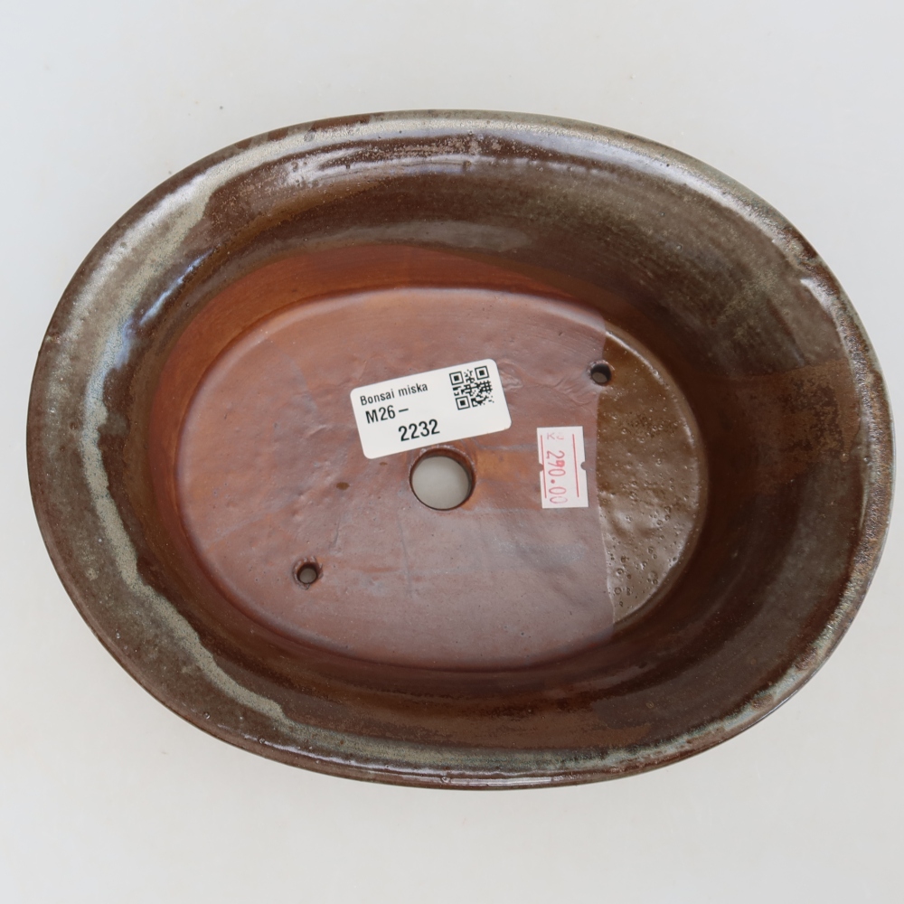 Pot à bonsaï en céramique 19,5 x 15,5 x 6,5 cm, couleur marron