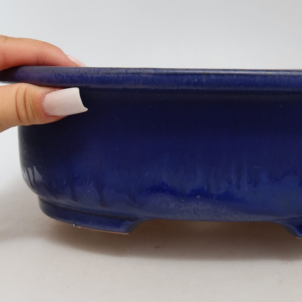 Bol à bonsaï en céramique 26 x 22 x 8 cm, couleur bleu
